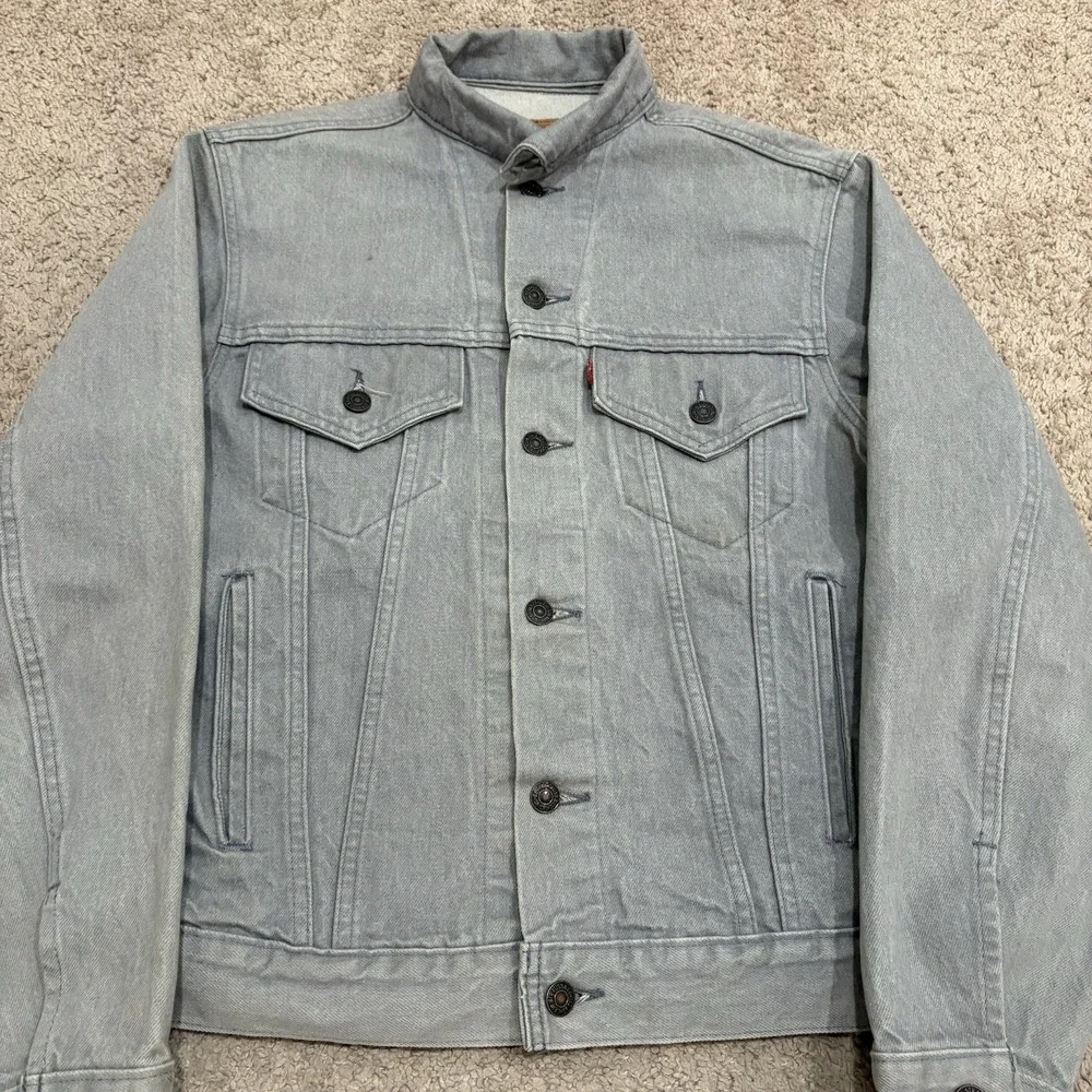 Vintage 80s Levi's Type III Trucker Jacket Mens 38 Gray Denim USA 70506-0257